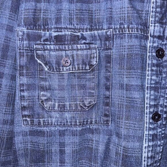 Harley Davidson Denim Long Sleeve Button Plaid Shirt Sz 2XL Embroidered - Picture 4 of 7